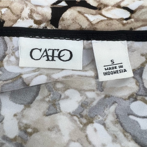 CATO Black Tan Circle Short Sleeve Blouse Size Small Women’s - Picture 2 of 5